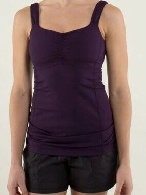 Lululemon ARIA Tank Top Ruched Scoop Back Sweetheart Neckline Size 2